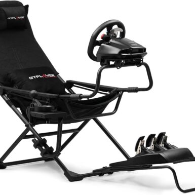 GTPLAYER Sim Racing Cockpit Foldable & Adjustable for High Performance Sim Racing Compact & Flexible Supports All Steering Wheels & Pedals for PC Wheel and Pedals Not Included(Black)