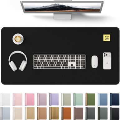 YSAGi Leather Desk Protector, Office Mat, Large Mouse Mat, Non-Slip PU Leather Blotter, Laptop Desk Mat, Waterproof Writing Pad for Office and Home (Black, 31.5" x 15.8")